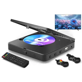 Blu Ray Player 1080P Blu Ray Disc Player für Heimkino spielt alle DVDs und Region B 2 Blu Rays ab unterstützt USB Stick 128GB mit HDMI und AV Ausgang inklusive PAL NTSC Konverter und Anschlusskabel