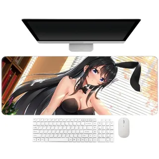 4 mm Verdickung. Anime Rascal Does Not Dream of Bunny Girl Senpai Sakurajima Mai Mauspad, Tastaturpad, 800 x 300 x 4 mm, HD-Druck, Naturkautschuk