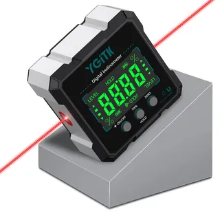 YGiTK Digitaler Winkelmesser für Heimwerker & Schreiner - Bei Montage oder Fliesenarbeit präzise Winkel einstellen, IP54 wasserdicht, 4-seitig magnetisch, USB-C aufladbar - Hohe Kostenleistung