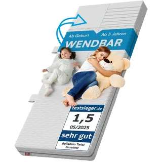 bellabino Kindermatratze 90x200 cm – Matratze Härtegrad H1/H2 – Hochwertige 7 Zonen Kaltschaummatratze – Jugendmatratze 15 cm hoch – mit waschbarem Bezug, allergikerfreundlich