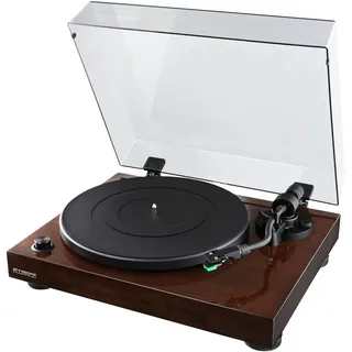 Fluance RT81 Elite High Fidelity Vinyl Plattenspieler mit Audio Technica AT95E Tonabnehmer, Riemenantrieb, eingebautem Vorverstärker, einstellbarem Gegengewicht, hochmassigem MDF Holzsockel – Walnuss
