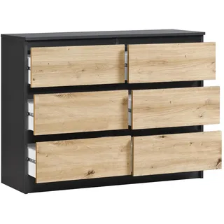 home collective Kommode anthrazit artisan-eiche Holz 6 Schubladen 100x77.5x31 cm Wohnzimmer, Kommoden & Sideboards, Kommoden
