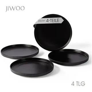 JIWOO Teller 4er Ø21,3cm, Speiseteller Steakteller Dessertteller Brotteller Plate, (4 St), Keramik Hochwertiges Tellerset Schwarz Mikrowellen spülmaschinenfest schwarz
