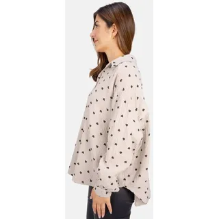 Seasons of April Hemdbluse LIYA MUSSELIN HERZ OVERSIZED Damen Musselin Bluse mit Herz Print, 100% Baumwolle, S/M & L/XL beige|schwarz L/XL