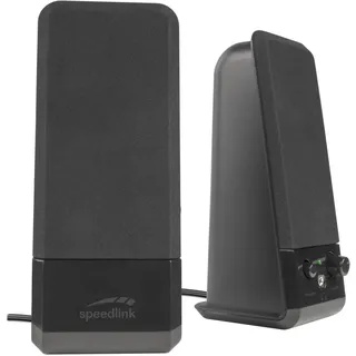 Speedlink EVENT Stereo PC Speaker - PC Lautsprecher mit Klinkenstecker 3,5mm, Computer Boxen Aktiv, 12 Watt, für Büro, Office, PC, Desktop, Notebook, Laptop, schwarz