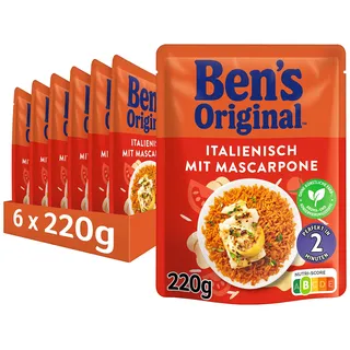 Ben's Original Express Reis Italienisch Tomate & Mascarpone 6 x 220g | 6 Packungen, Express Mikrowellen-Reis, Italienisch, Schnell in 2 Min, Ohne künstliche Konservierungsstoffe