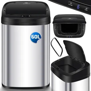 Kesser Sensor Mülleimer 60 l Silber