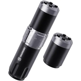 Dragonhawk Kabellose Tattoo Maschine Rotations Tätowiermaschine mit 2 Akkus 1500mAh, 7 Hubböden, Längeneinstellung 2.4-4.2mm & Digitaler LED-Anzeige für Anfänger Grau