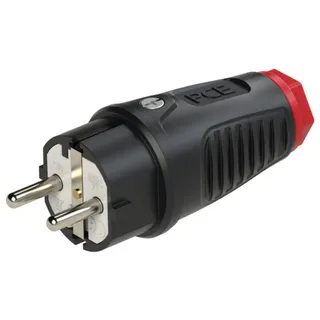 PCE Schutzkontaktstecker Gummi Thermoplast 250V Schwarz, Rot IP54