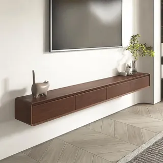 FGNIXLN Massivholz TV Lowboard,160-240CM TV Schrank,Lowboard Hängend, Fernsehschrank Für Das Wohnzimmer, Geeignet Für Das Wohnzimmer Und Schlafzimmer (Nussbaum, 240CM)