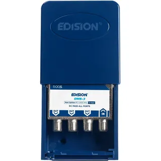 EDISION OMS-3 SAT-Verteiler 3-Fach MAST Outdoor, geignet für TV, Satellit, Kabel-Fernseher, Radio, Unicable, Frequenzbereich 5-2400Mhz, DVB-S2, DVB-T2, DVB-C, DC Durchgang, Wetterfestes Gehäuse