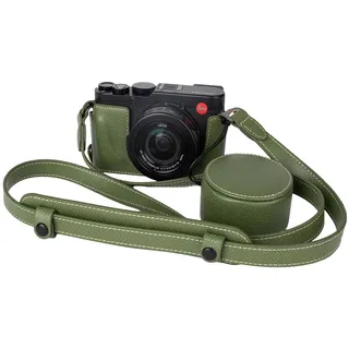 VOVMOEYA Kamera-Schutzhüllen-Set für Leica D-LUX8-Kamera, für Leica DLUX8-Halbhülle D-LUX 8-Kameraabdeckung mit vorderem Objektivdeckel und Schultergurt, GRÜN
