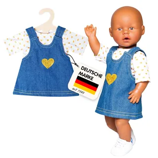 Heless Puppen-Jeanskleid Goldstück mit T-Shirt, Gr. 28-35 cm