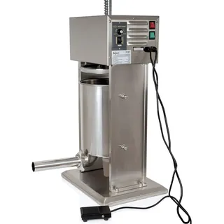 Zelsius elektrischer Wurstfüller | 10L Wurstfüllmaschine elektrisch Edelstahl Wurstpresse mit Fußpedal | Inkl. 4 x Fülltülle 3 x Ersatzdichtung