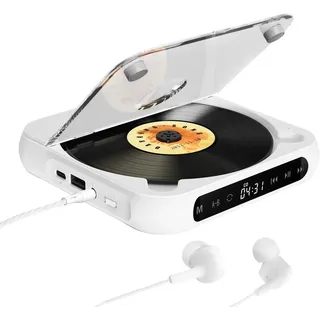 OYLCDI Tragbarer CD-Player mit Bluetooth 5.3,mit externem Verstärker,CD-Musik CD-Player (Bluetooth, Staubschutz,Kopfhörerbuchse für Geschenk,Zuhause) weiß