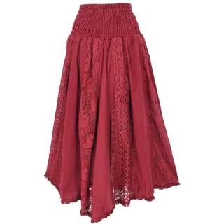 Guru-Shop Minirock Boho Spitzen Maxirock, Flamenco Rock, weiter.. alternative Bekleidung rot