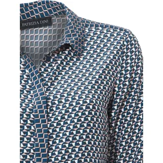 Heine Druckbluse blau-rosé 50