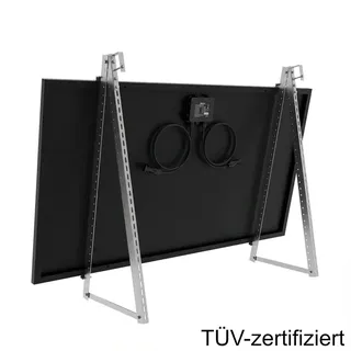 sunenergyxt Solarmodulhalterung 3-in-1 silber für Balkon, Terrasse, Flachdach