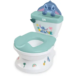 Bright Starts Disney Baby Stitch My Size Töpfchen von Bright Starts, 2-in-1 Kinder-Töpfchen mit Spülgeräusch, Abnehmbarem Toilettensitz, Enthält 12 Aufkleber, Töpfchentraining, Ab 18 Monaten
