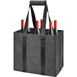 MOERAE Flaschenträger 6 Flaschen, Flaschentasche Filz, Wiederverwendbare, Getränketräger, für Bierflaschen Weinflasche Getränketasche