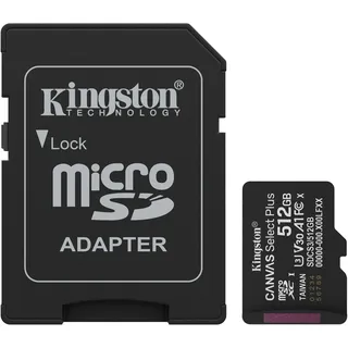 Kingston Canvas Select Plus - Flash-Speicherkarte - 512 GB microSDXC Speicherkarte Schwarz
