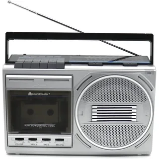 Soundmaster Kassettenradio FM, MW Kassette, USB, UKW, MW, KW, Bluetooth®, AUX Schwarz, Silber