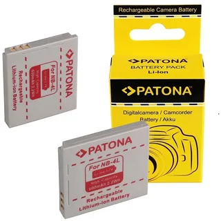 Patona 2x Akku für Canon NB-4L NB4L Kamera-Akku Ersatzakku Kameraakku 6000 mAh (3,7 V, 2 St), Ixus 30 40 50 55 60 65 70 75 80 Powershot SD200 Ixy Digital 40