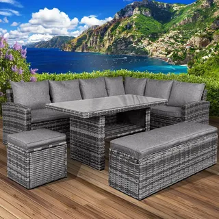 Brast Poly-Rattan Eck Sitzgruppe Eco Grau/Anthrazit