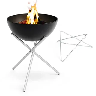 höfats - Bowl 70 Feuerset Flex mit Sternfuß und Dreibein - raucharme Feuerstelle mit Plancha Grillplatte und Grillrost nutzbar - kippbarer Feuerkorb, Stahl emailliert – schwarz, Ø 70 cm