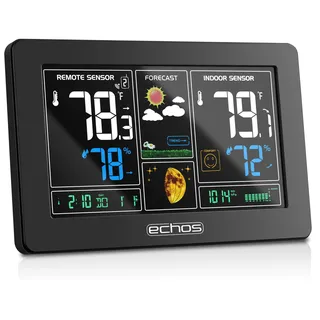 Funk Wetterstation | Farbdisplay | Alarm | Wettervohersage | Anzeige der Innen- und Außentemperatur| Hygrometer | Thermometer | Wetterstation | Wecker | Wetter Station | Weather Station