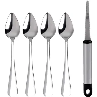 Grapefruitlöffel aus Edelstahl mit Wellenschliff, 4 Stück, für Zitrusfrüchte, Obst und Desserts