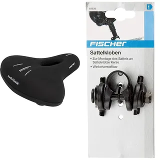 FISCHER Fahrrad Sattel City Memory Foam R.e.Med, Fahrradsattel für City Fahrrad, besonders leicht, extrem bequem & 85638 Sattelkloben, schwarz, One Size