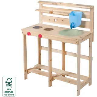 Happy People Matschküche aus Holz, FSC, 72x32x90cm natur