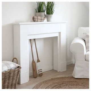 Grafelstein Dekokamin Kaminkonsole LAKEHOUSE weiß shabby Holz Kaminumrandung Hamptons