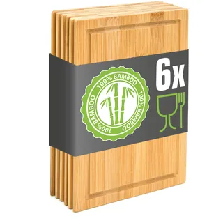 Dune Design 6er Set: Frühstücksbrettchen Holz 22x15 Brotzeitbretter Kleine Schneidebretter