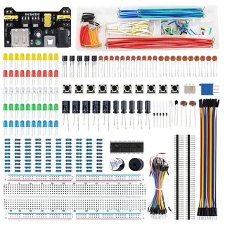 APKLVSR Elektronik Starter Kit Breadboard Set Kompatibel mit Arduino,Einschließlich Breadboard Drahtbrücken Jumper Wires Set, Led Dioden Set,PCB Board, für Anfänger Elektronik Bausa