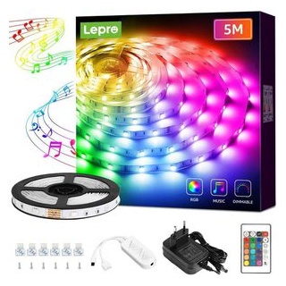 Lepro LED Strip 5M, LED Streifen Musik Lichterkette mit Fernbedienung, Länge: 5 m