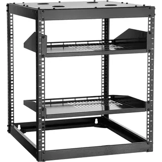 Vevor 12U Open Frame Netzwerk-Rack, 585 mm Tiefe, Wandmontage oder als Stand-Server-Rack, 4-Pfosten-Konstruktion, mit belüfteten Regalen & Montagezubehör, für Netzwerk-IT-Geräte & AV-Ausrüstung