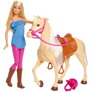 Barbie Pferd & Puppe blonde Haare