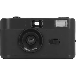 Filmkamera 35 Mm, Wiederverwendbare Filmkamera mit Blitz, Retro Filmkamera Unterstützt 135 oder 35 Mm Schwarzweiß oder Farbfilm, 28 Mm F/8 Objektiv, 1/120 S Verschlusszeit (Black)