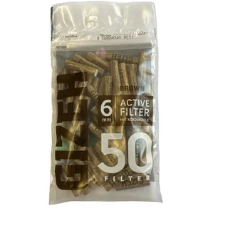 GIZEH Raucherbedarf 20578 Gizeh Aktivkohlefilter-Slim Size 6mm Brown-50er PE Beutel, Papier