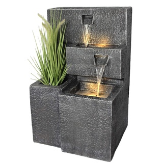 Springbrunnen "Grada" Bepflanzbar mit LED Beleuchtung, Wasserfall Gartenbrunnen Kaskade Terrassenbrunnen