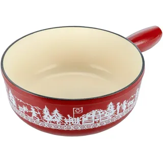 KUHN RIKON Caquelon Induktion Gusseisen rot Alpweide 24 cm, Fondue-Topf für 4-6 Personen