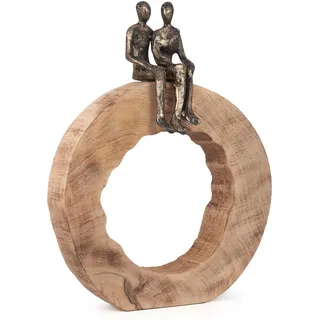 Moritz Skulptur Be Together I 39 x 28 x 7 cm I schwarz-Gold I Dekoration Holz Metall zum Hinstellen I Dekoartikel aus Holz I Wohndeko modern I Dekoration I Schreibtisch Deko I Deko Skulpturen