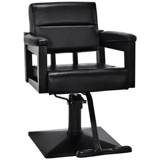 Barberpub Stuhl BarberPub Friseurstuhl Friseureinrichtung 2058 (Schwarz), mit Hydraulikpumpe 360° Drehbar, Höhenverstellbar, PVC Kunstleder schwarz