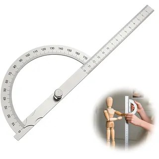 tiyiyokWinkelmesser Metall, Präz Gradmesser, Winkelmesser Edelstahl Metall, Feststellschraube, Verstellbarer Multifunktionswinkel 0-180°Universal Skala Lineal, für Holzarbeiten Heimarbeit Handwerker
