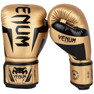 Venum, Elite Boxhandschuhe, Unisex Erwachsene, 12 Oz, Gold/Schwarz