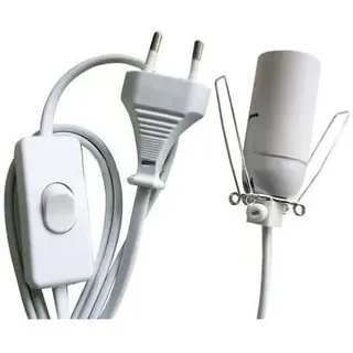 LAMARE Kabel für Salzlampe mit Euro-Stecker und Schalter, weiß, inklusive E14 Leuchtmittel