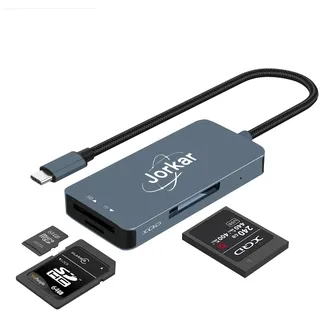 Jorkar XQD Kartenleser, 3 in 1 XQD & SD & Micro SD TF leser, USB C für XQD Kamera Kartenleser, Kompatibel mit Sony Nikon Kameras (Nicht für CFExpress Karte)