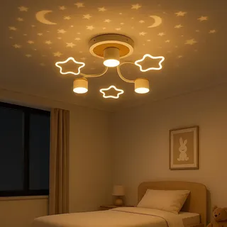 Epochglo Deckenlampe Kinderzimmer LED 60cm, Sternenhimmel Lampe mit Fernbedienung, Dimmbar 3000–6500K, Nachtlicht & Timer, Kreative Deckenleuchte Babyzimmer Jungen Mädchen